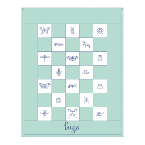 DIY embroidery pattern for baby quilt kit-bugs